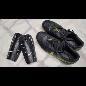 Womens Nike Soccer Cleats size 8 and Shin Guards (medium). 